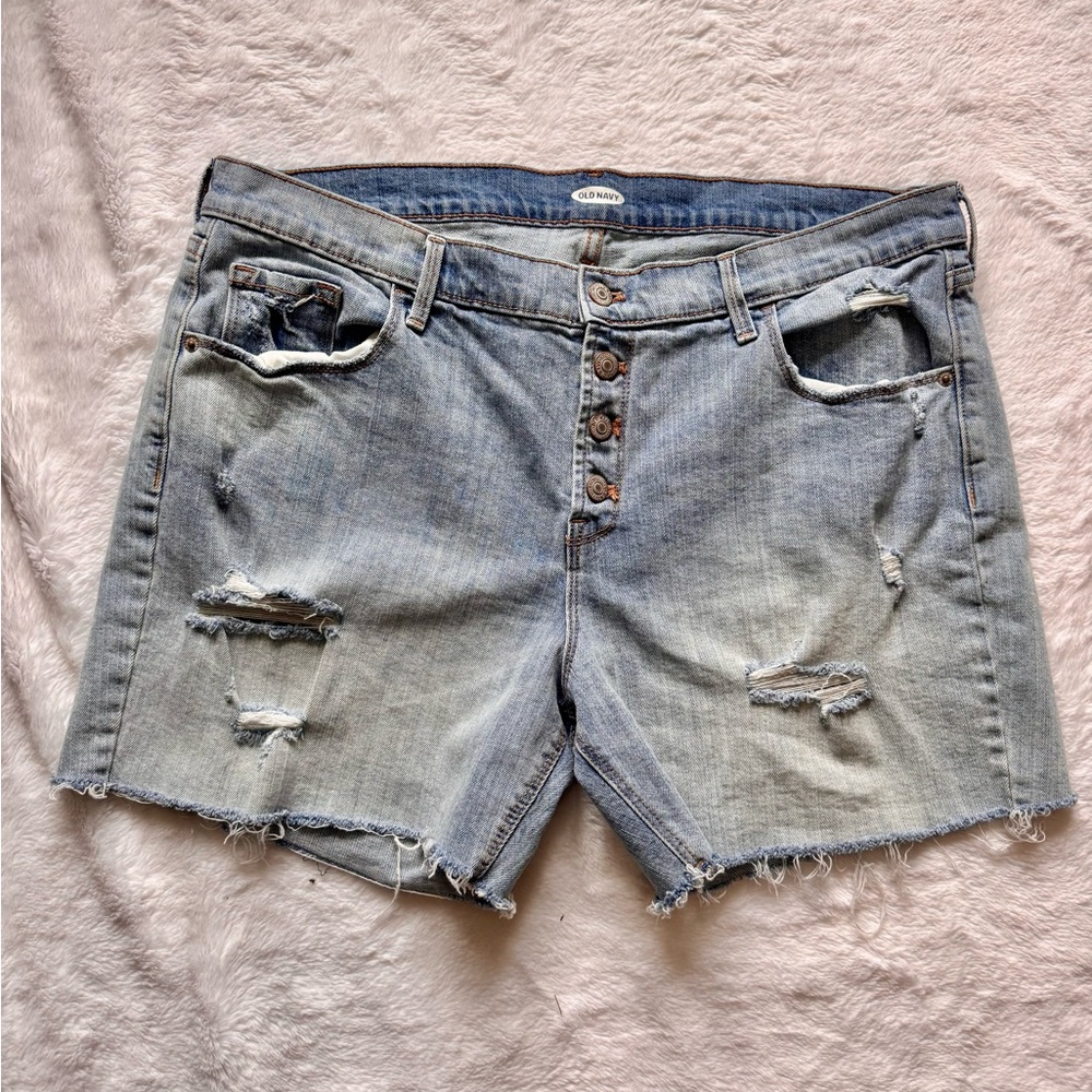 Old Navy Light Blue Distressed Jean Shorts